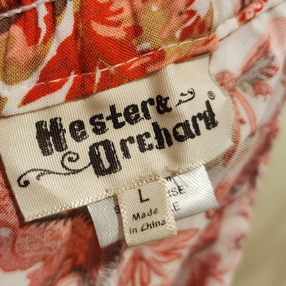 Hester & Orchard Floral Red and White Elastic Waisted  Flare Rayon Casual Pant L - Picture 2 of 13